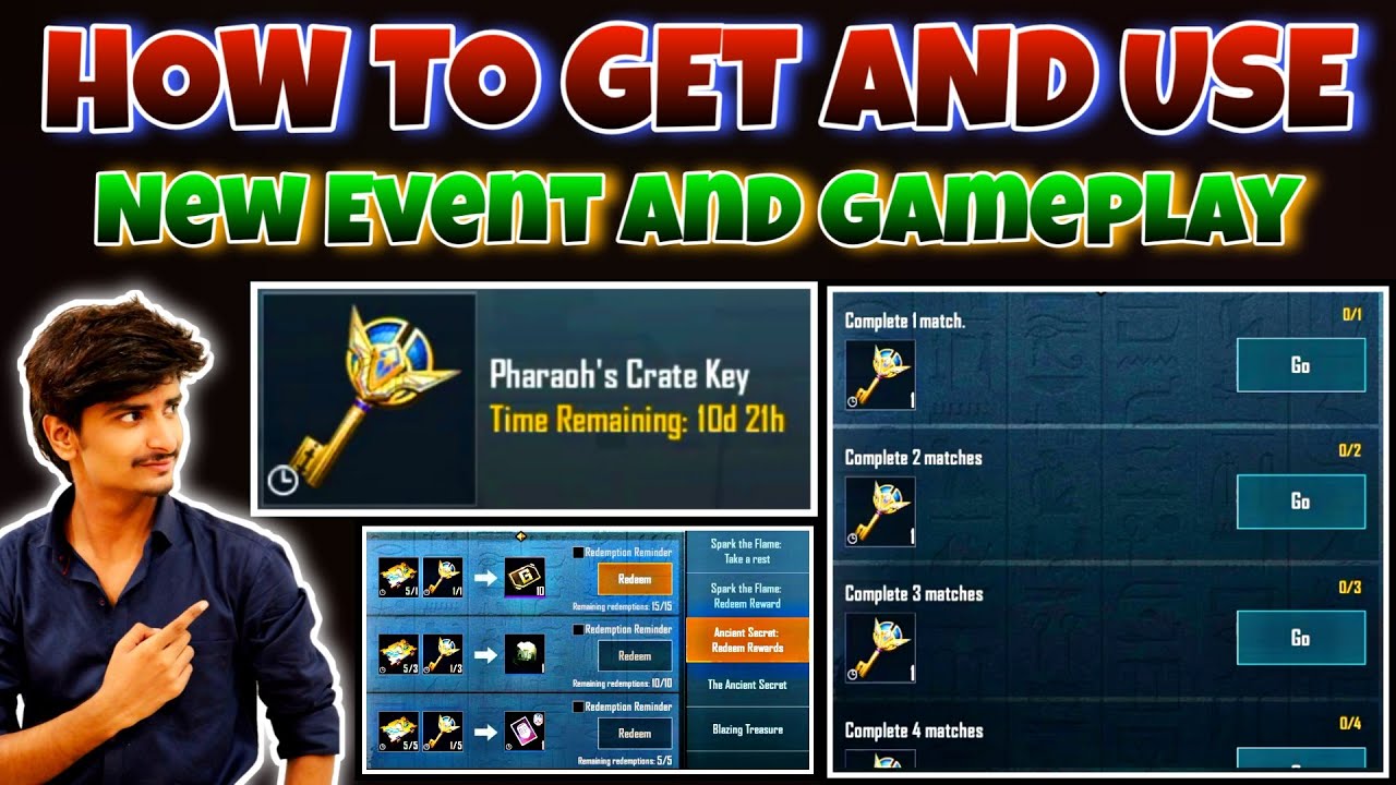 How To Use/Get Pharaoh Crate Key In Pubg Mobile || The Ancient Secret New Event Pubg Mobile
