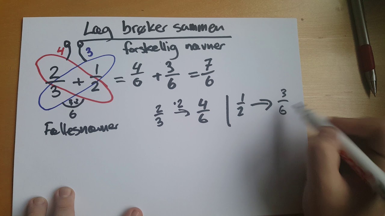 Læg brøker sammen med forskellig nævner