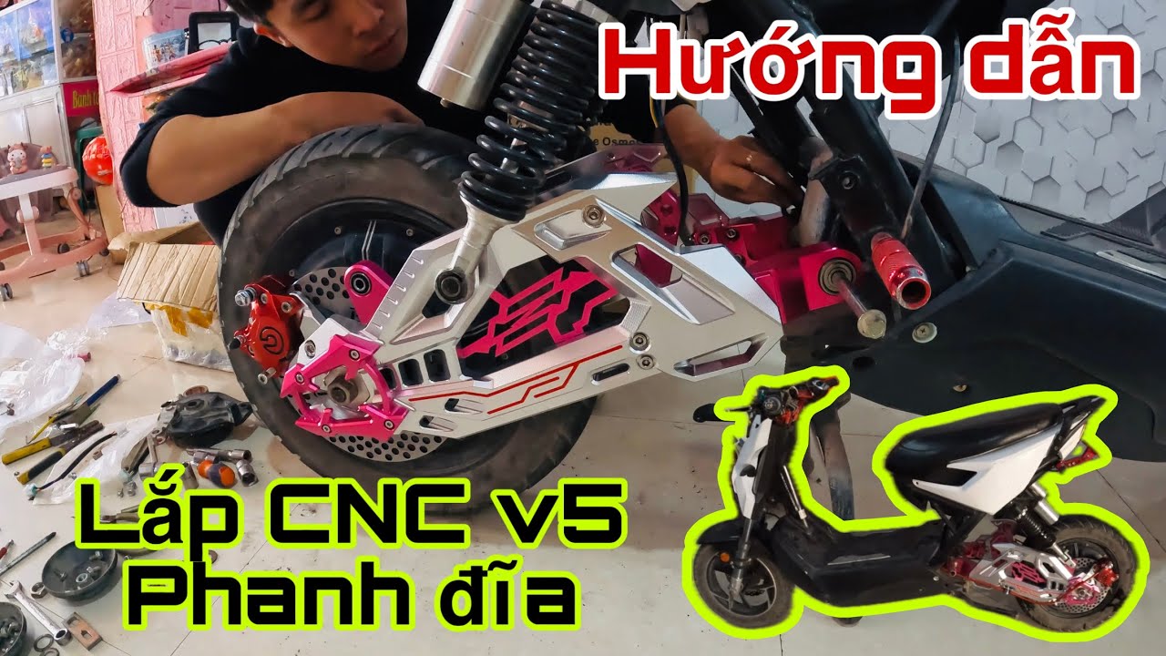 Hướng dẫn lắp gắp CNC V5 và Combo Phanh Đĩa sau cho Xmen || Xe Điện