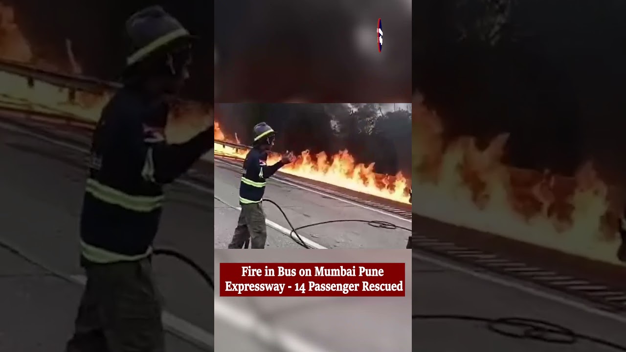 Fire in Bus on Mumbai Pune Expressway - 14 Passenger Rescued