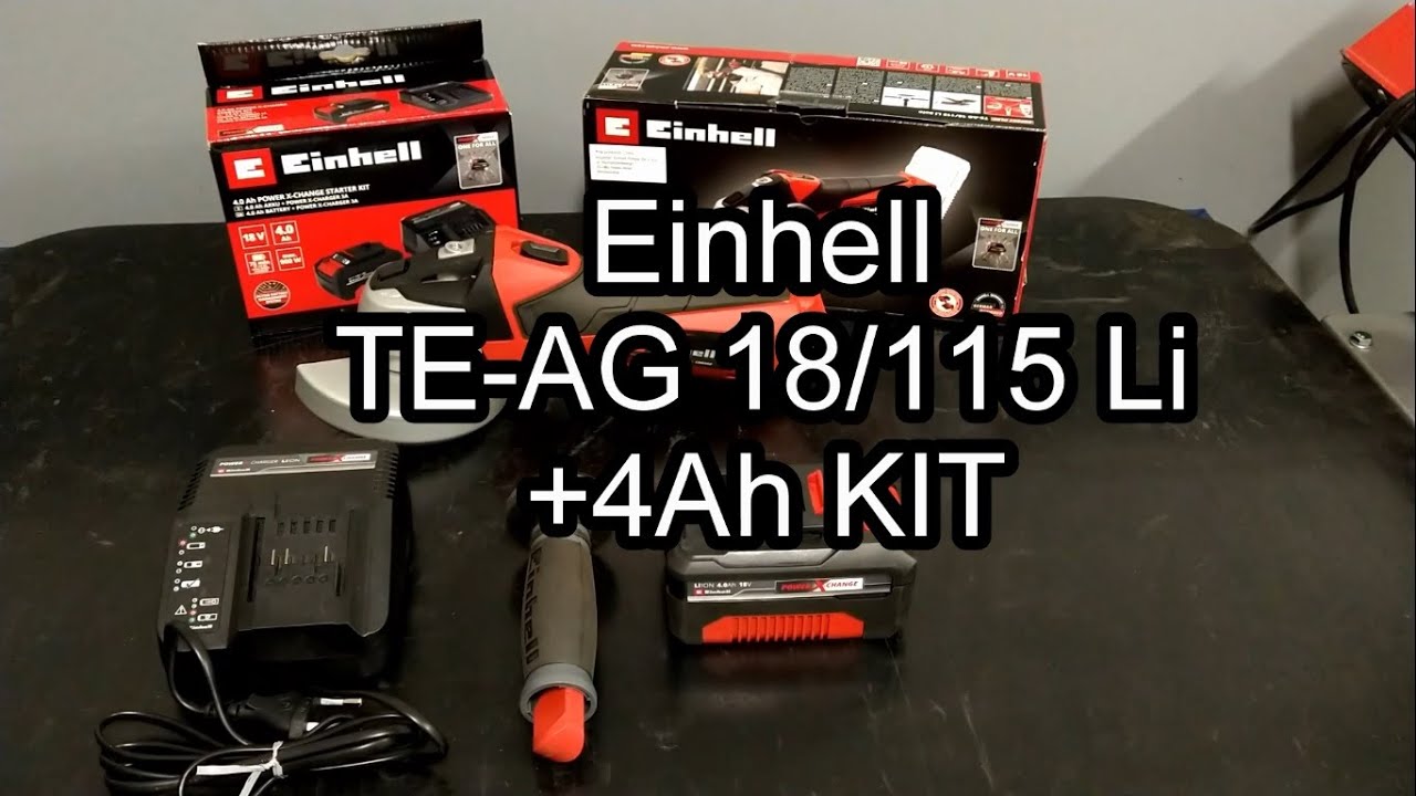 Einhell TE-AG 18/115 Li + 4Ah Kit unboxing i mały test