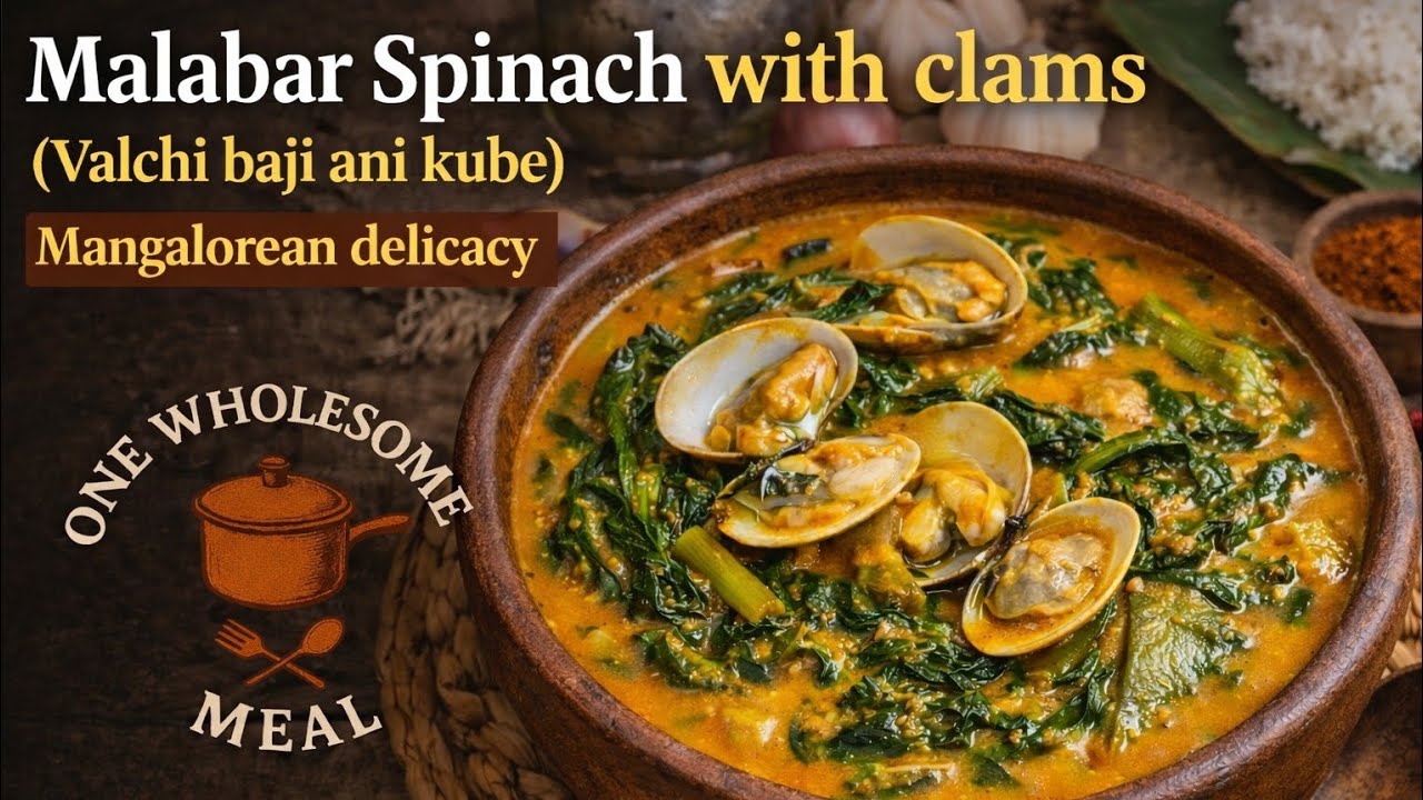 Malabar Spinach with Clams | Valchi Baji ani Kube | Mangalorean Delicacy | Must Try