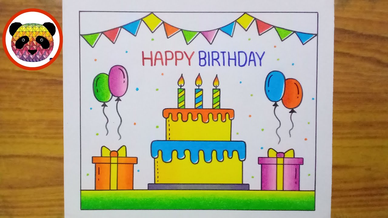 Birthday Drawing / Birthday Cake Drawing / Birthday Card Drawing / Happy Birthday Drawing / Drawing