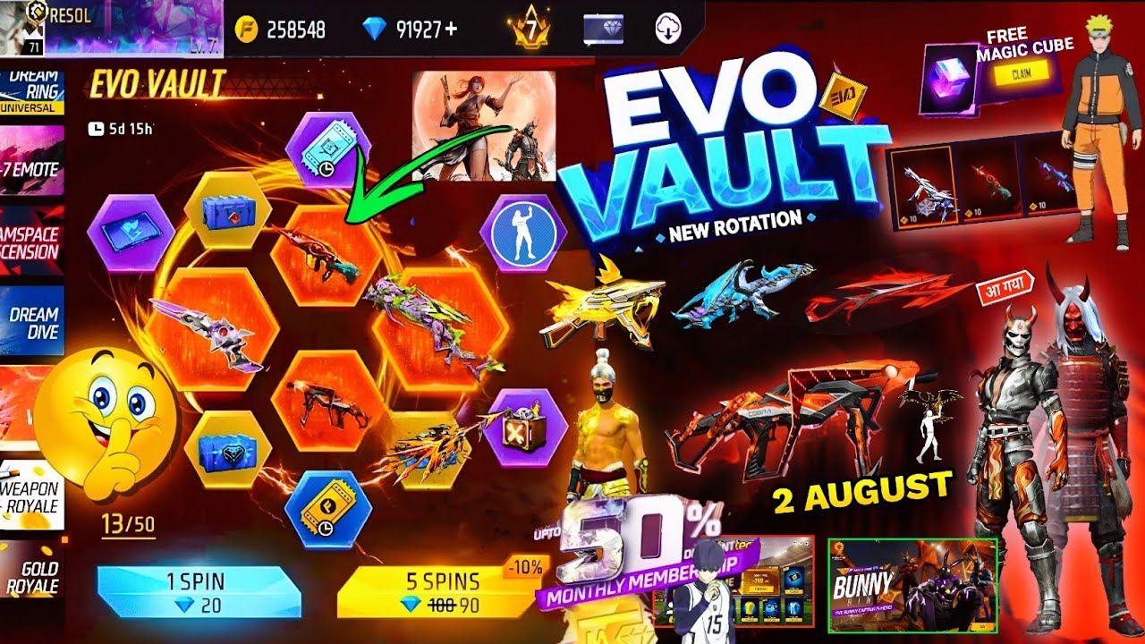 Next Evo Vault Event Free Fire🔥🤯2026 *100% CONFIRM*| 2 August Month Evo Vault Event Evo M1014 Skin