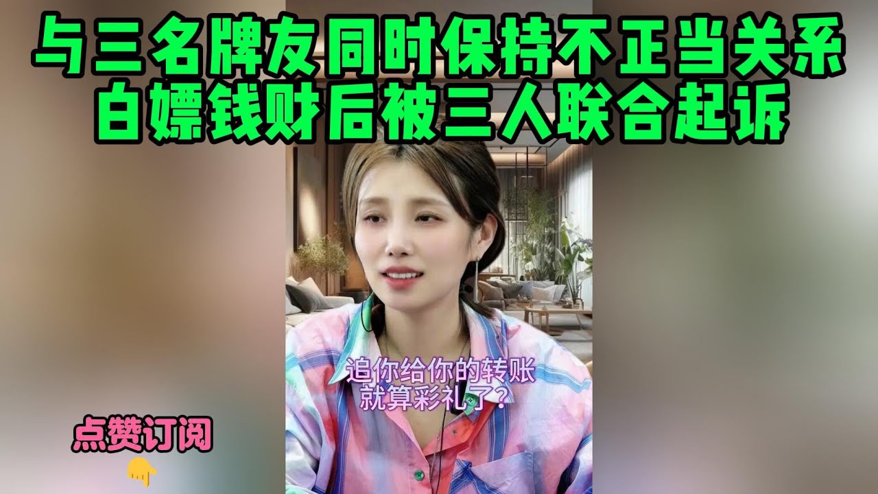 与三名牌友同时保持不正当关系，白嫖钱财后被三人联合起诉