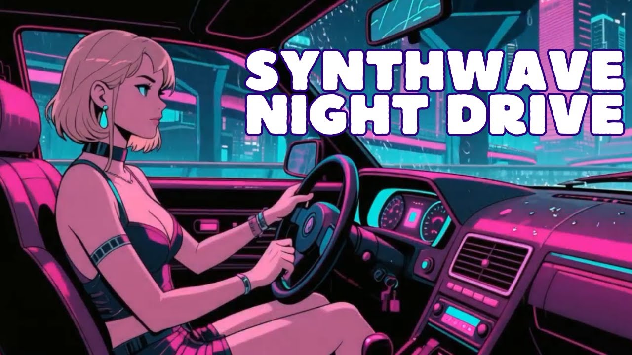 Cyberpunk Girl in a Retro Futuristic City (Night Drive Synthwave Music) — Voltage Overload