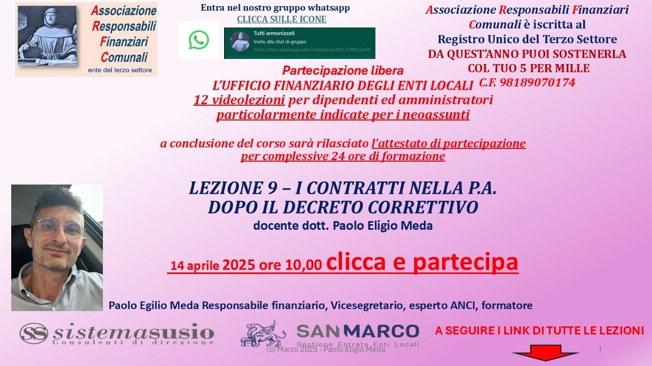 LEZIONE 9 L'UFFICIO FINANZIARIO I CONTRATTI DOPO IL CORRETTIVO