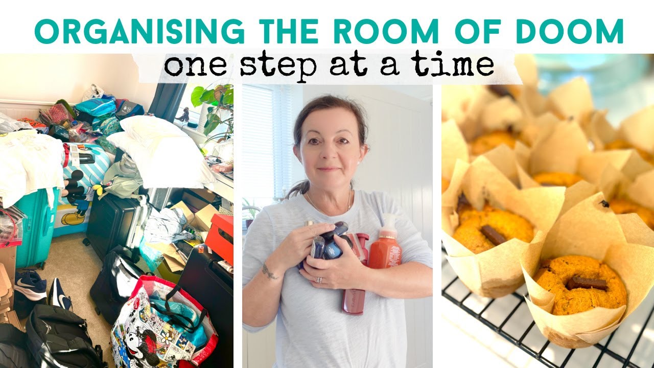 SO MUCH MESS | ORGANISING OUR MESSY ROOM I Clean, Tidy & Bake With Me | Pumpkin & Chocolate Muffins