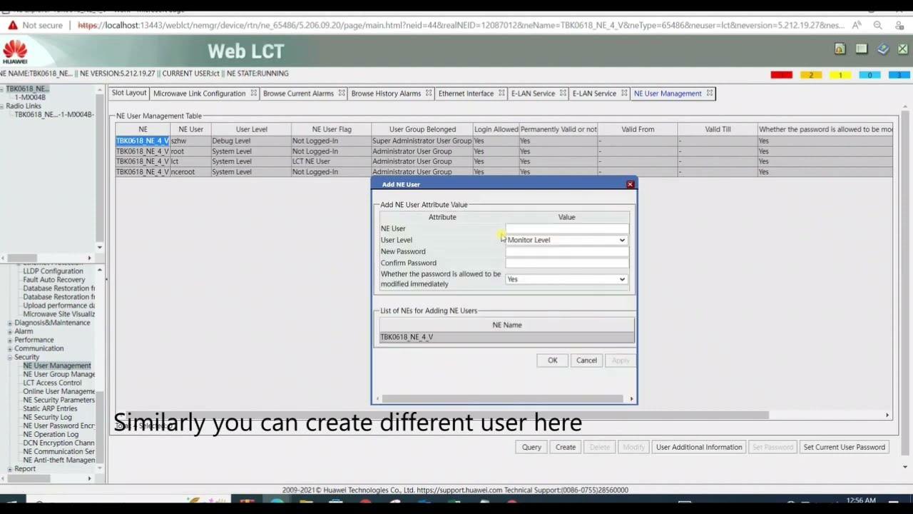 How To Create New Users in RTN | Huawei RTN