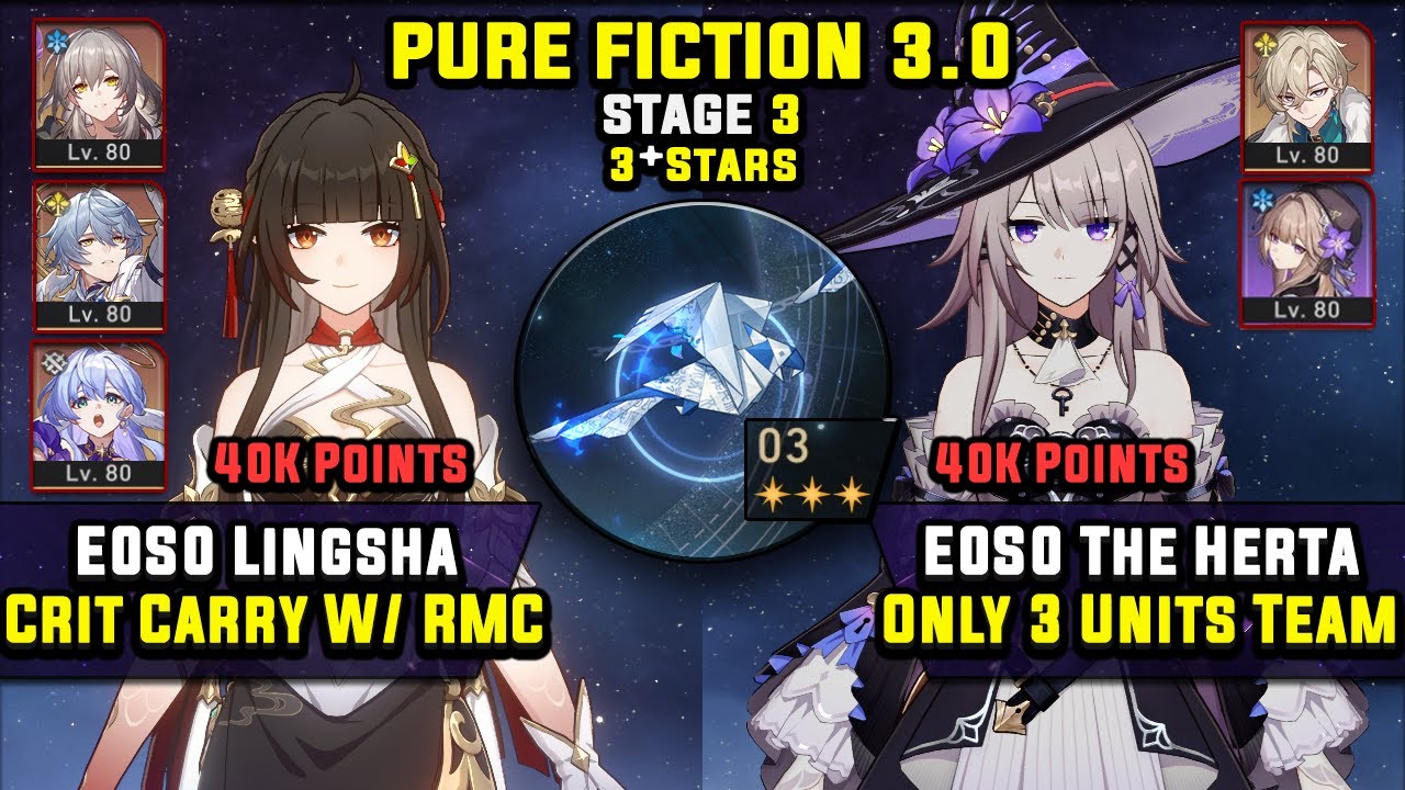 E0 Lingsha Carry W/ Remembrance MC & E0 The Herta Carry (3 Star) Pure Fiction 3 Honkai Star Rail 3.0