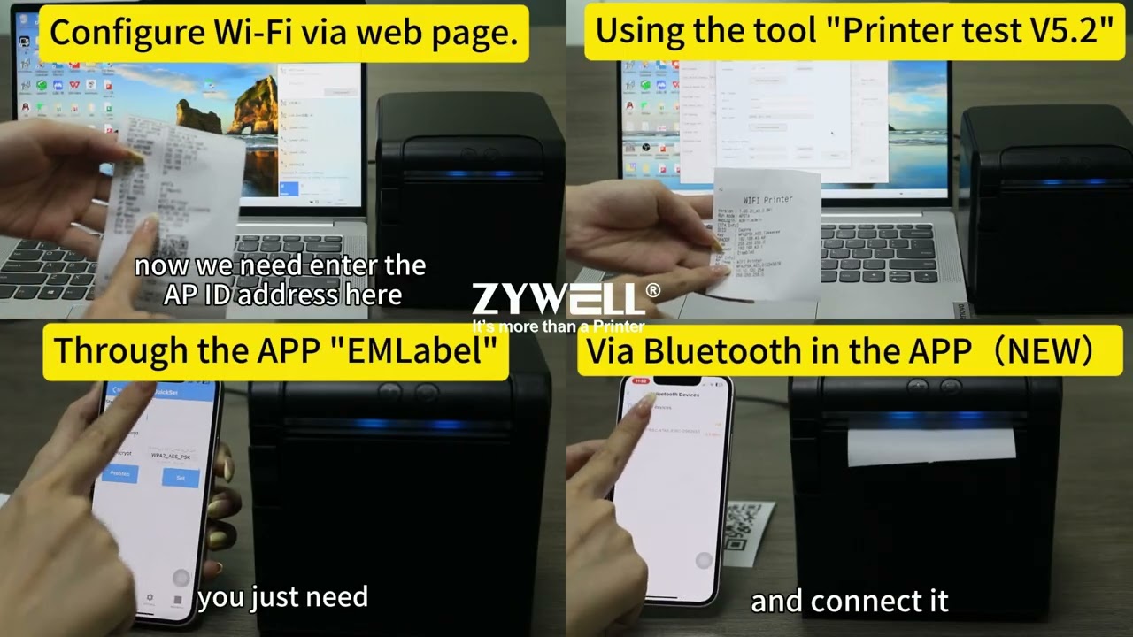 #ZYWELL #wifiprinter How to connect with wifi printer, new function for bluetooth configure