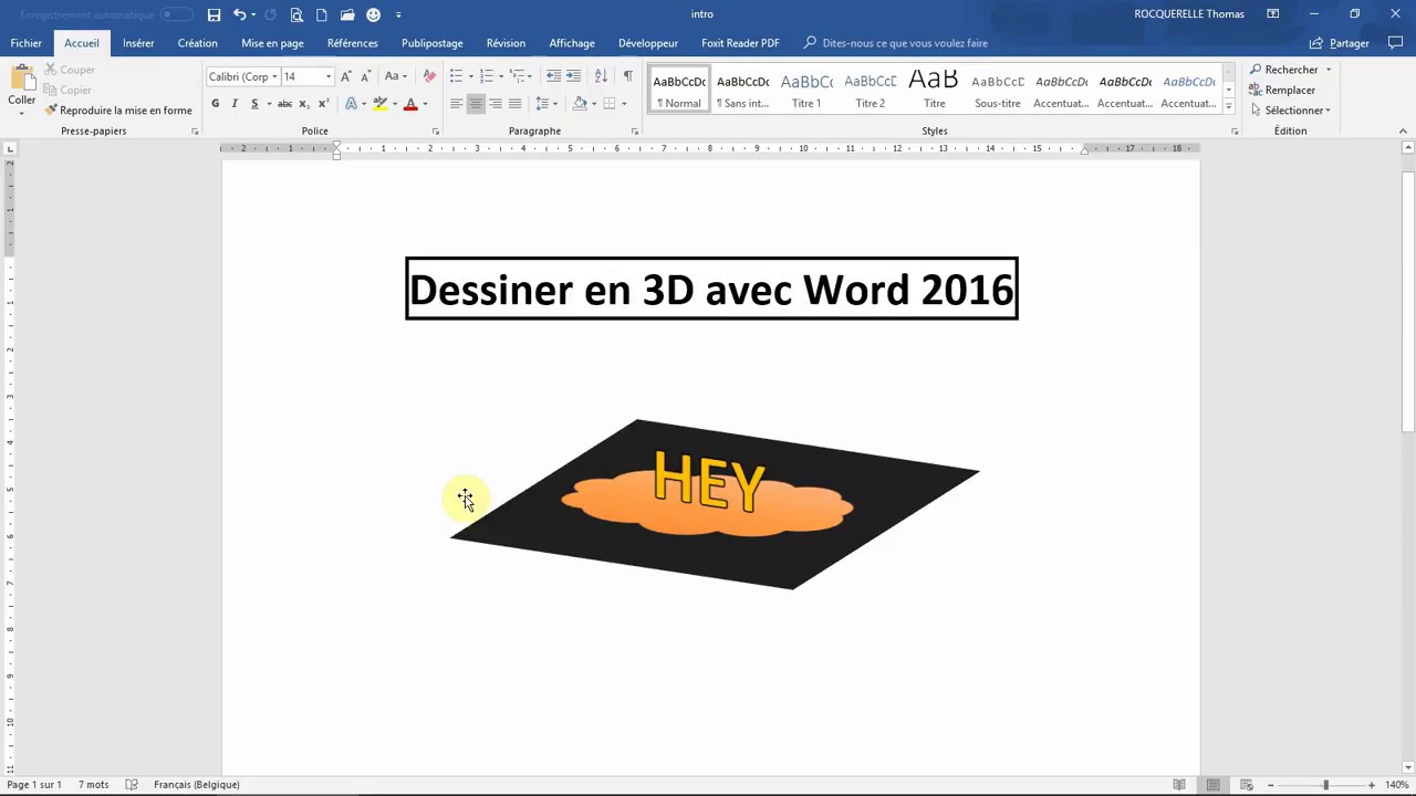 DESSINER en 3D avec Microsoft WORD - Astuces (en fran&ccedil;ais)