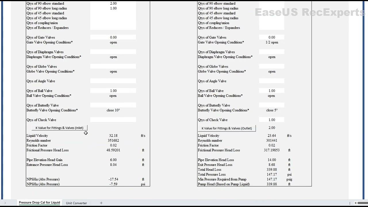 Pressure Drop Liquid and Pump Design