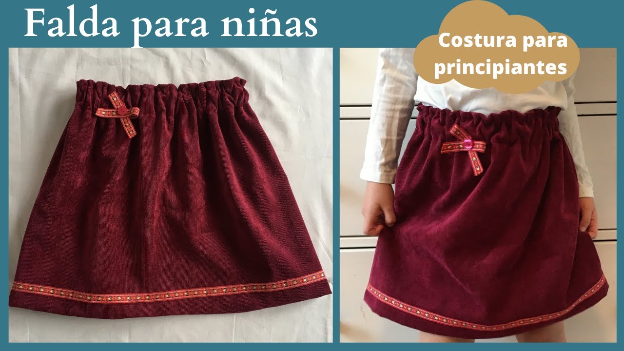 Falda para ni&ntilde;as / SIN PATRON / Costura para principiantes / Muy f&aacute;cil
