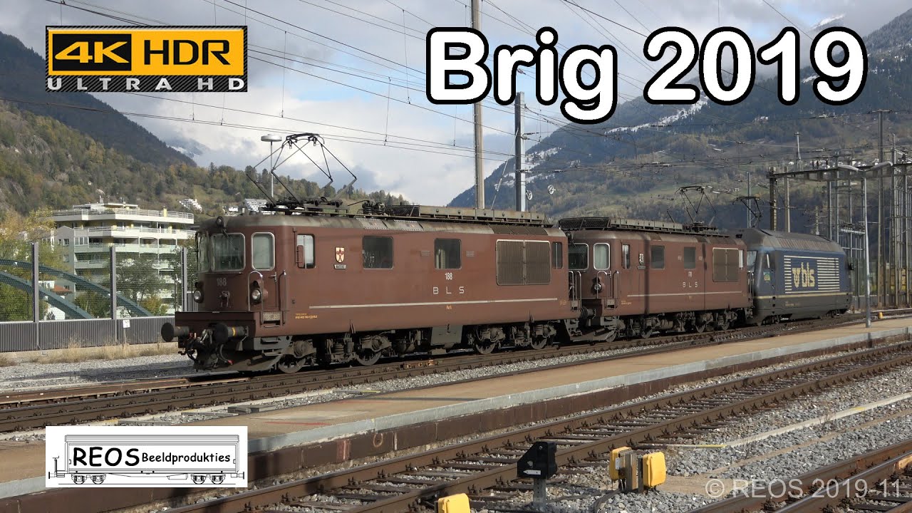 2019-11-12 [4K] Bahnhof Brig in the morning - BLS and SBB in action, passenger and freight in 4K!