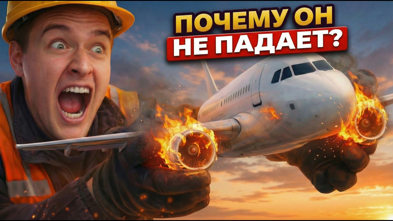 🛑 САМОЛЕТ ОТКАЗ ДВИГАТЕЛЯ. ЧТО БУДЕТ ⁉️ Как работает подъёмная сила и планирование лайнера ✈️