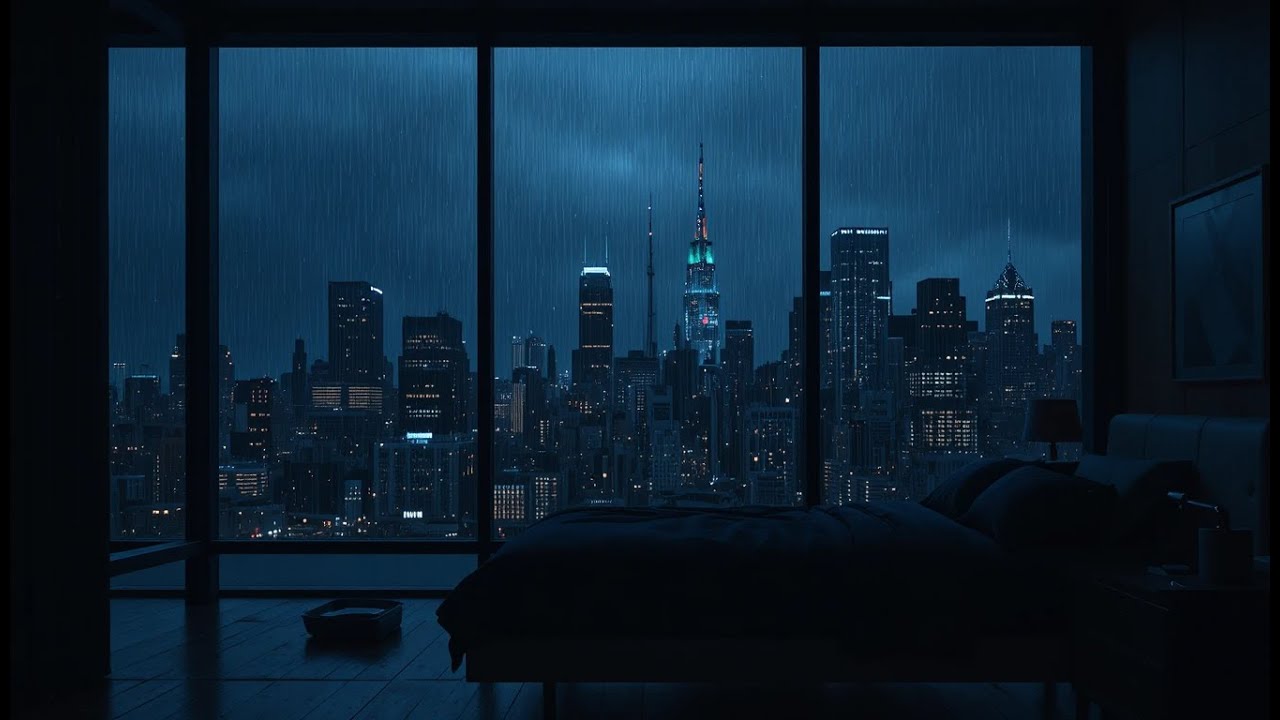Rain on Window at Night – Heavy Rain Sounds for Sleeping & Cozy Relaxation