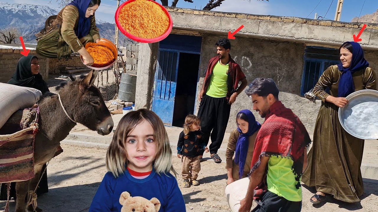 The real life of Iranian nomads | Preparing flour the old way and cooking in nature.