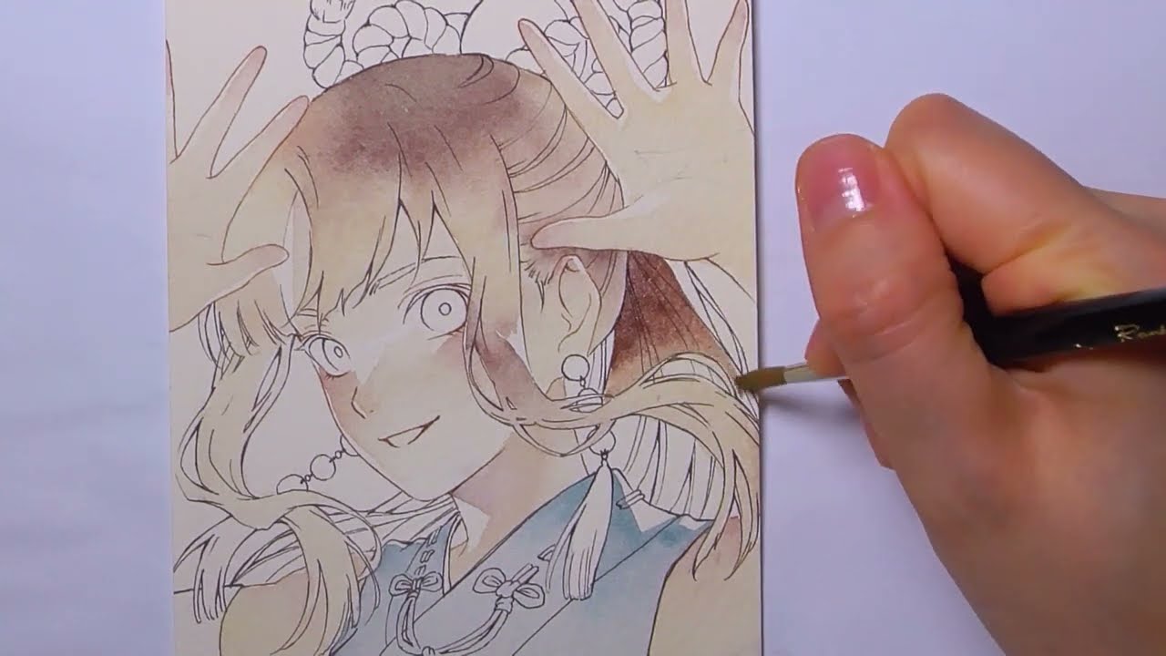 【透明水彩】ゆっくりめ/イラストメイキング【万歳】●Watercolor Speed Painting