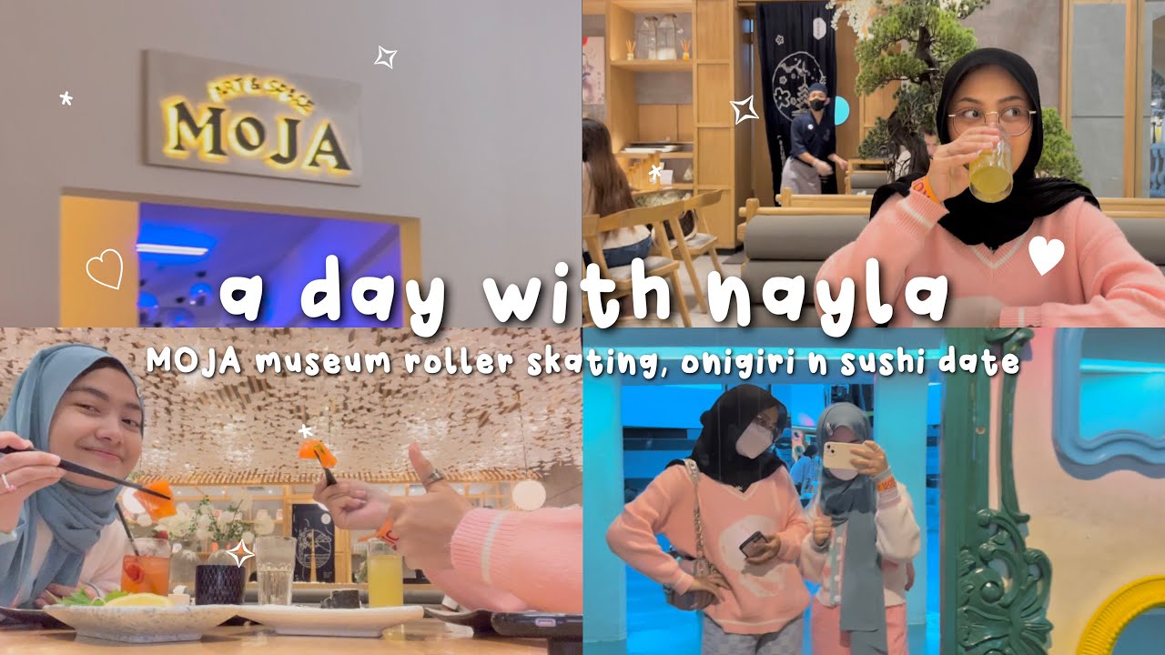 a day with nayla ✧*:･ﾟ✧ MOJA museum roller skating, onigiri & sushi date | Ghaida Salma