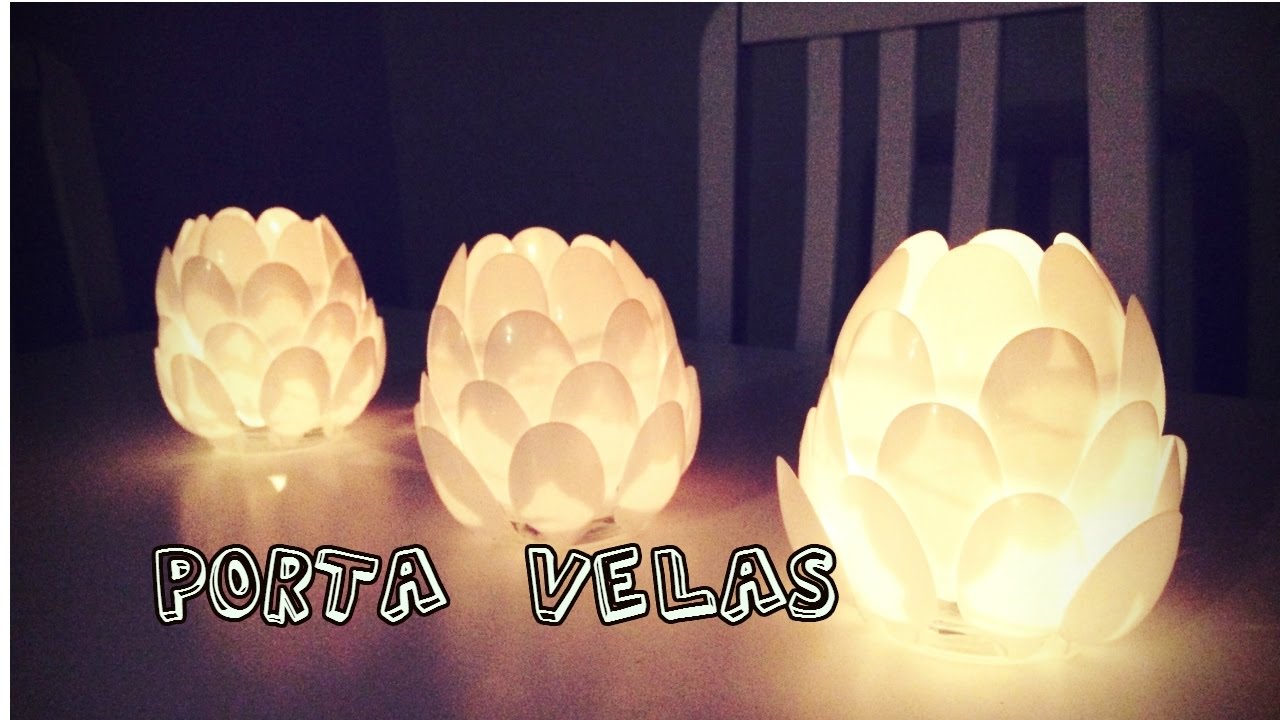 Manualidades con Cucharas de Plástico   - Porta Velas