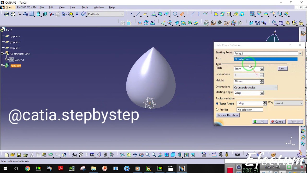 Helix command in catia v5