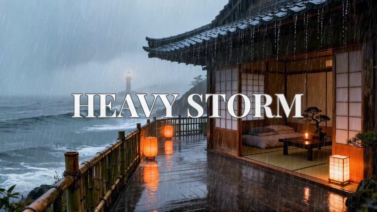 🔴 Incredibly Peaceful Heavy Rain Drip at Cliffside Seaview Room to Stop Overthinking 🌊