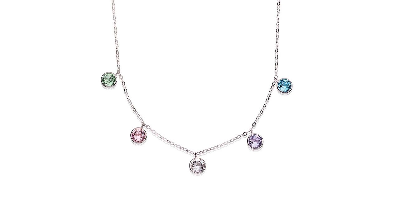 MATERIA Collier 925 Silber mit Swarovski Elements Bunt