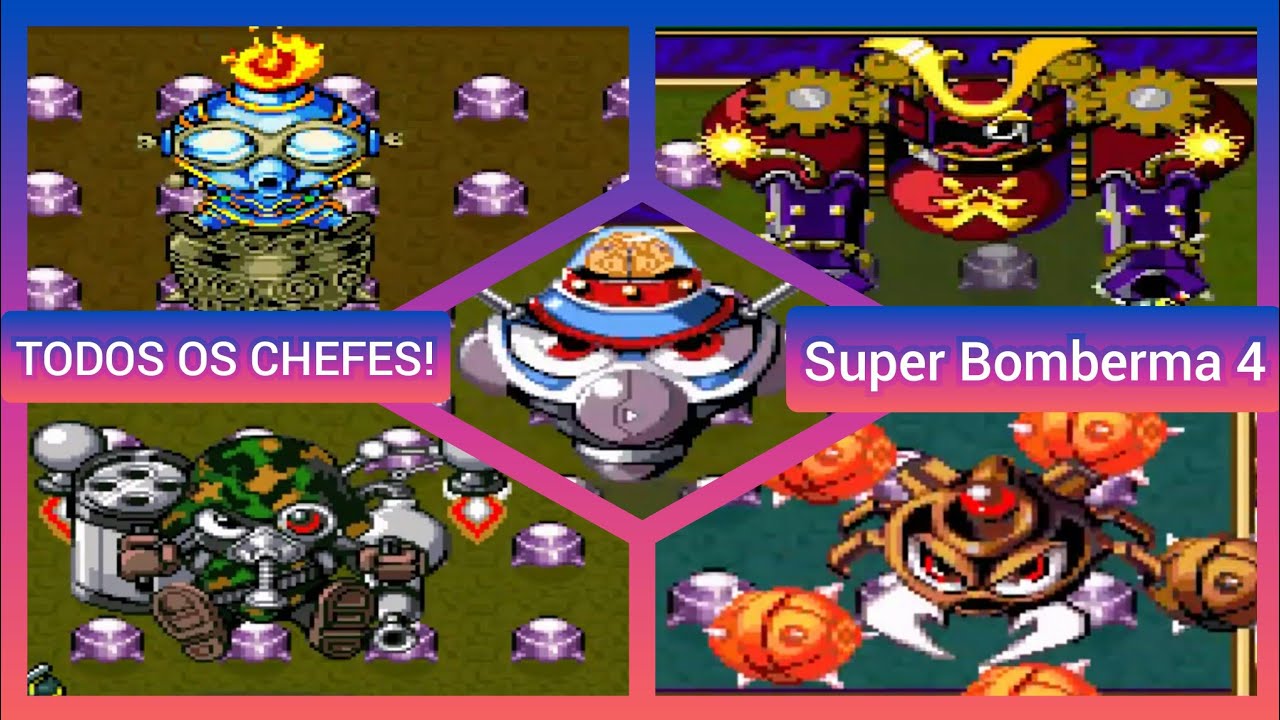 SUPER BOMBERMAN 4 (SNES) - TODOS OS CHEFES! (ALL BOSSES) | LCSousaraujo