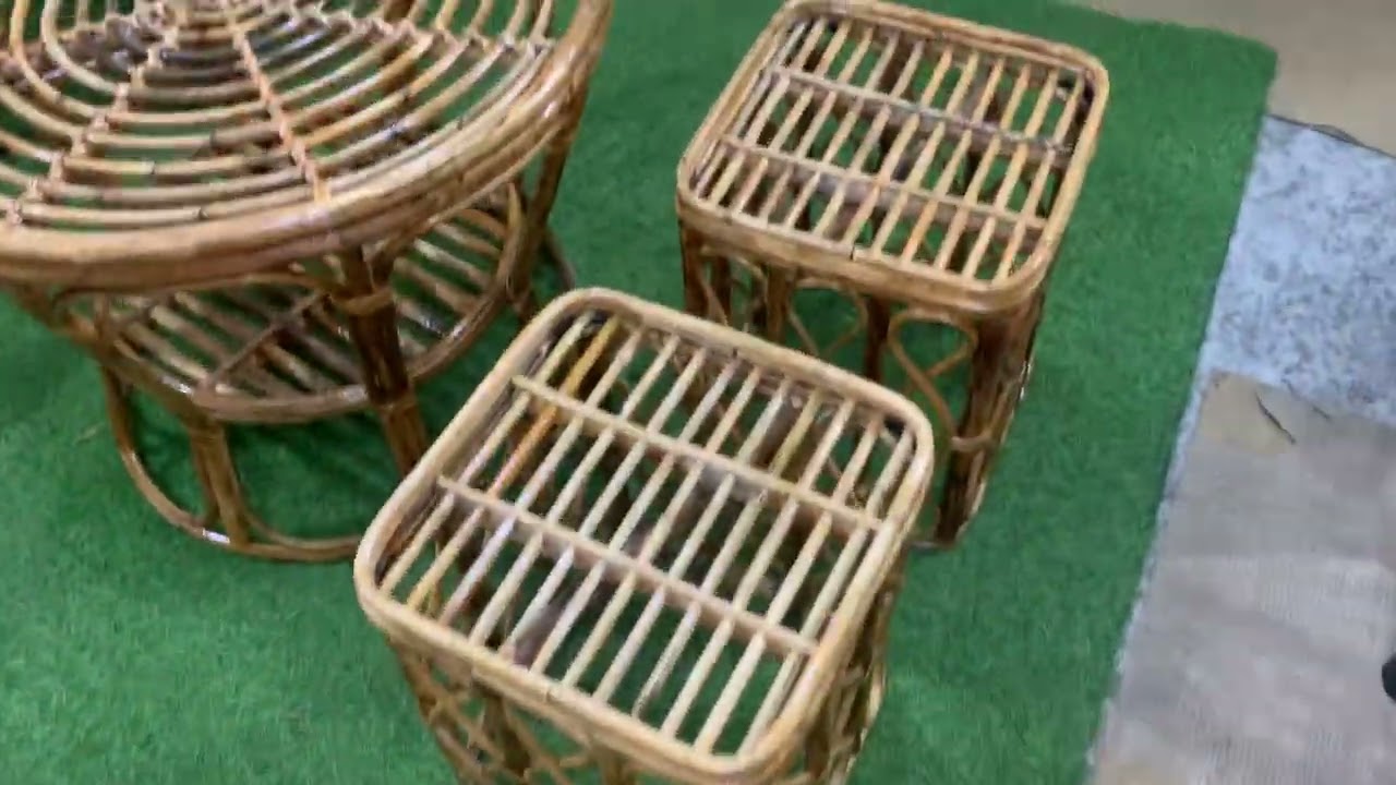 Natural Cane Bamboo Furniture Set For Living Room Dining Garden Chair Stools And Table Furniture Set