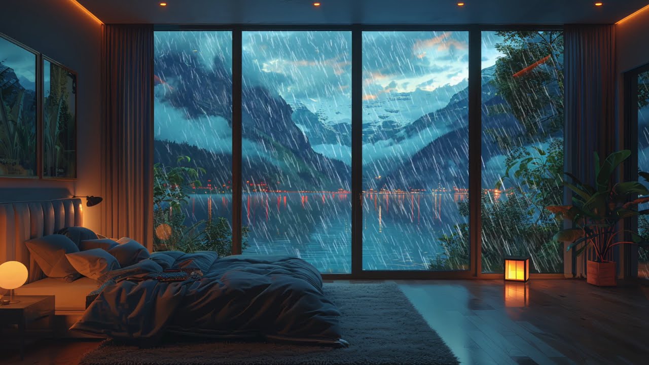 Cozy Rainy Evening by the Lake 🌧️ | 1 Hour Relaxing Rain Sounds & Window Ambience