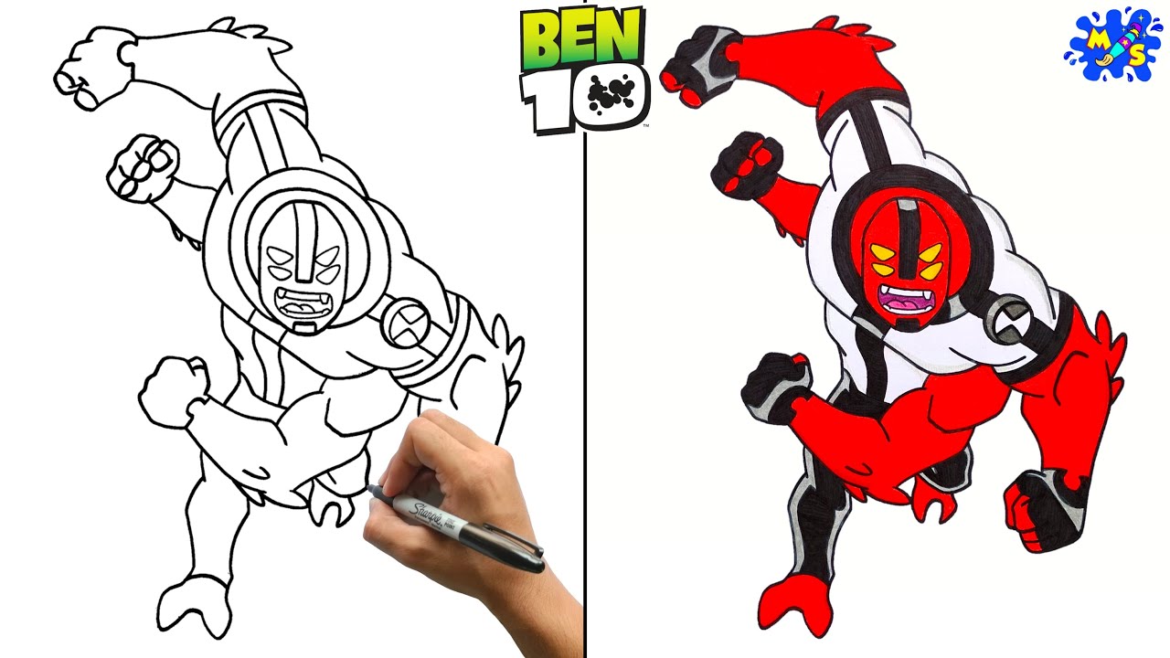 Ben 10 Drawing Four Arms || How to Draw Four Arms from Ben 10 Classic || Easy Step by Step