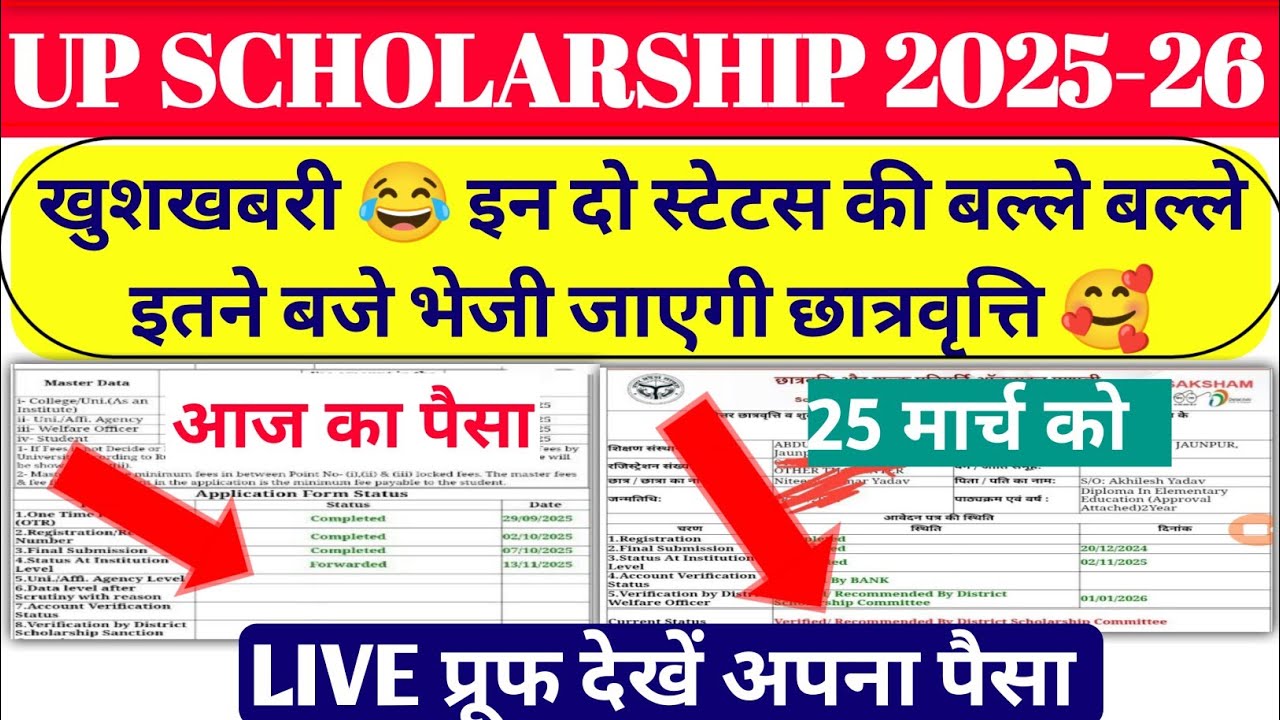 up scholarship latest news today/up scholarship latest news/up scholarship Kab Ayega 2025-26