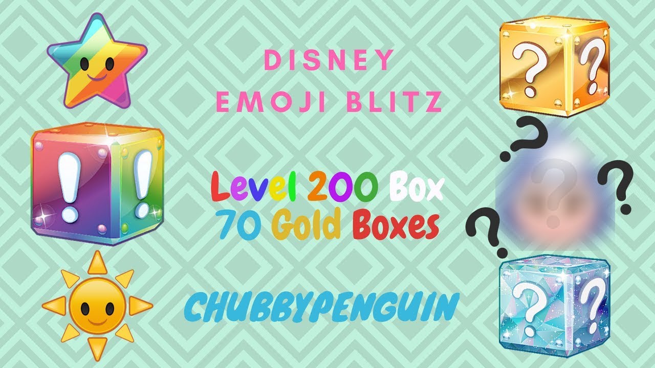 Disney Emoji Blitz 70! GOLD BOXES!!! Level 200 Rainbow Box!