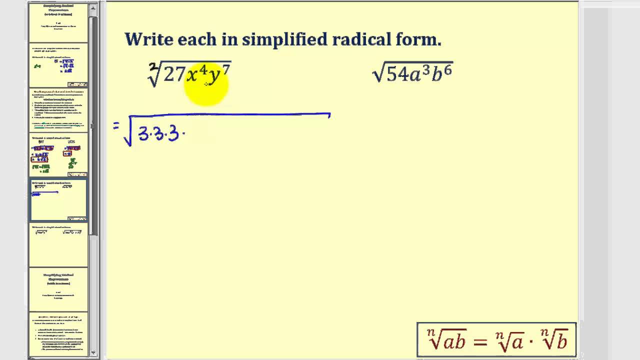 Simplifying Radical Expressions Without Fractions