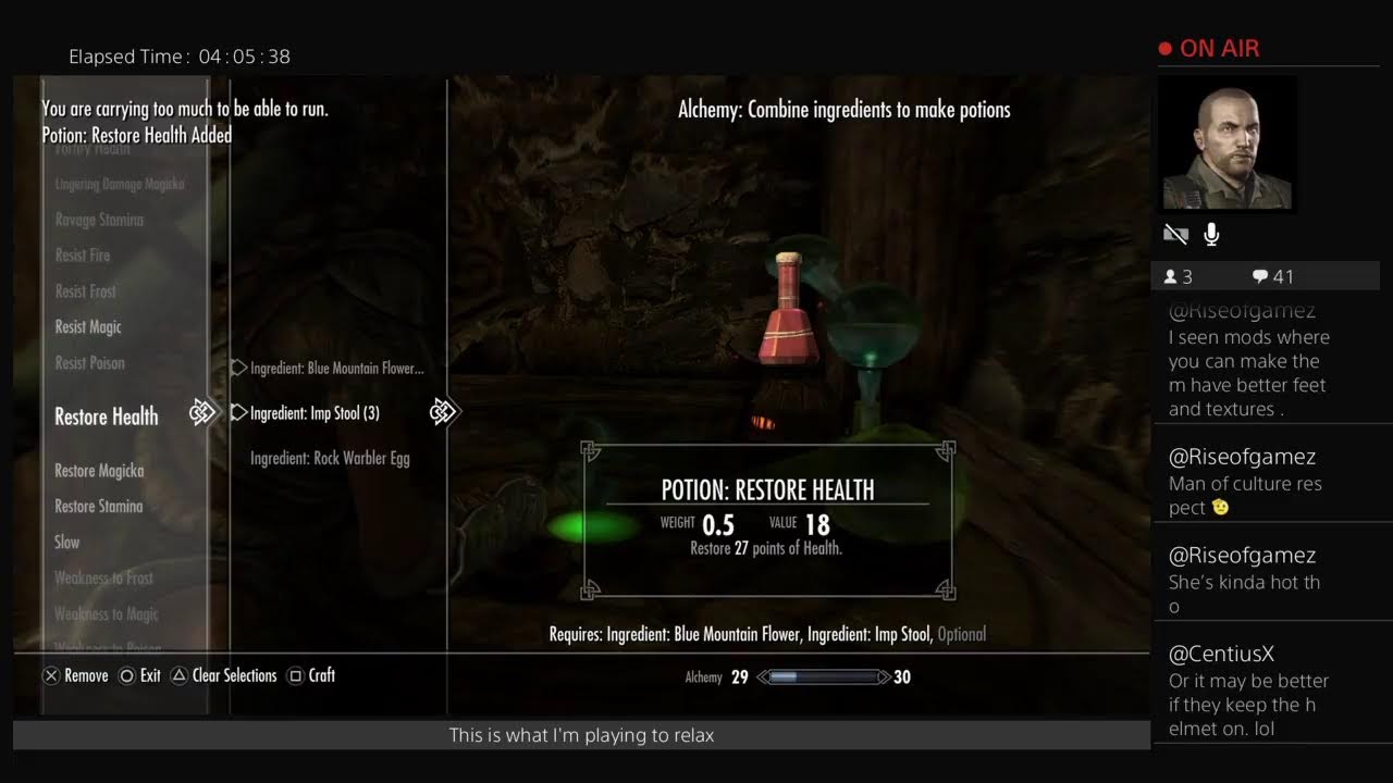 SNODOGZ1959's Live PS4 Broadcast This is what I'm playing right now SkyRim live 8