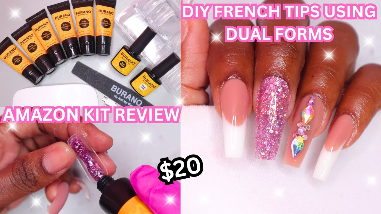 ✨TRYING A $20 POLYGEL KIT FROM AMAZON! | DIY FRENCH NAILS USING DUAL FORMS