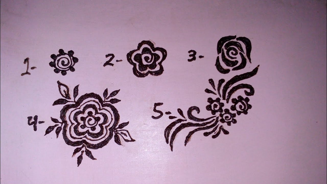 @yasmeen-j7j الدرس10خمس اشكال لرسم ورد🌺🌸 بالحنه للمبتدئات بسيطه جدا