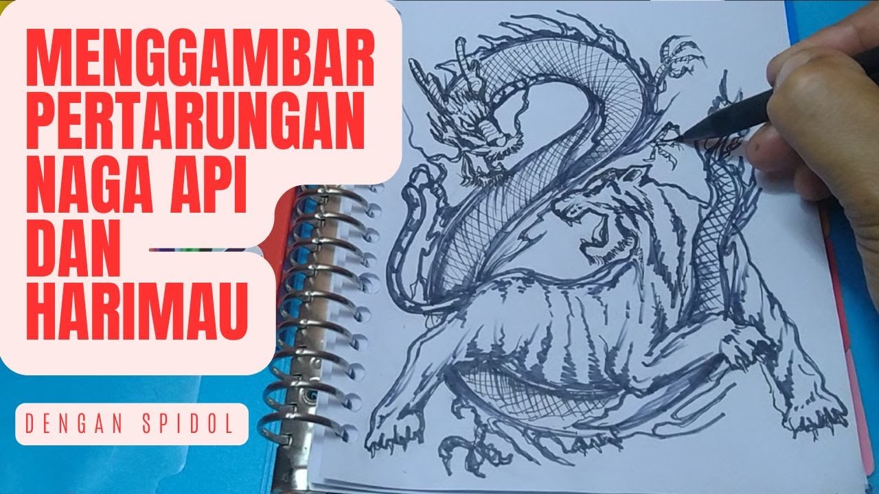 Menggambar Pertarungan Naga Api vs Harimau – Tutorial Seni Fantasi