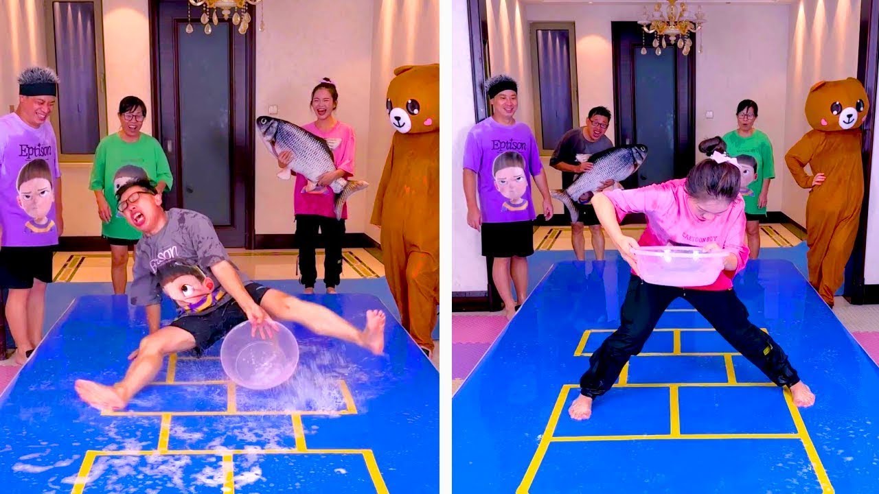 Family Games丨water-Carrying Challenge, Who Can Win The Iphone Grand Prize!#Funnyfamily#Partygames
