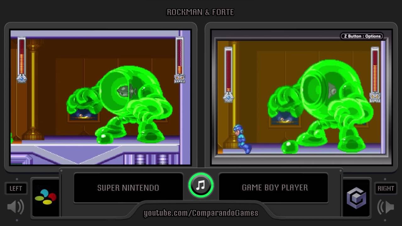 Rockman & Forte (Super Famicom vs GBA) Side by Side Comparison (Mega Man & Bass SNES vs GBA)