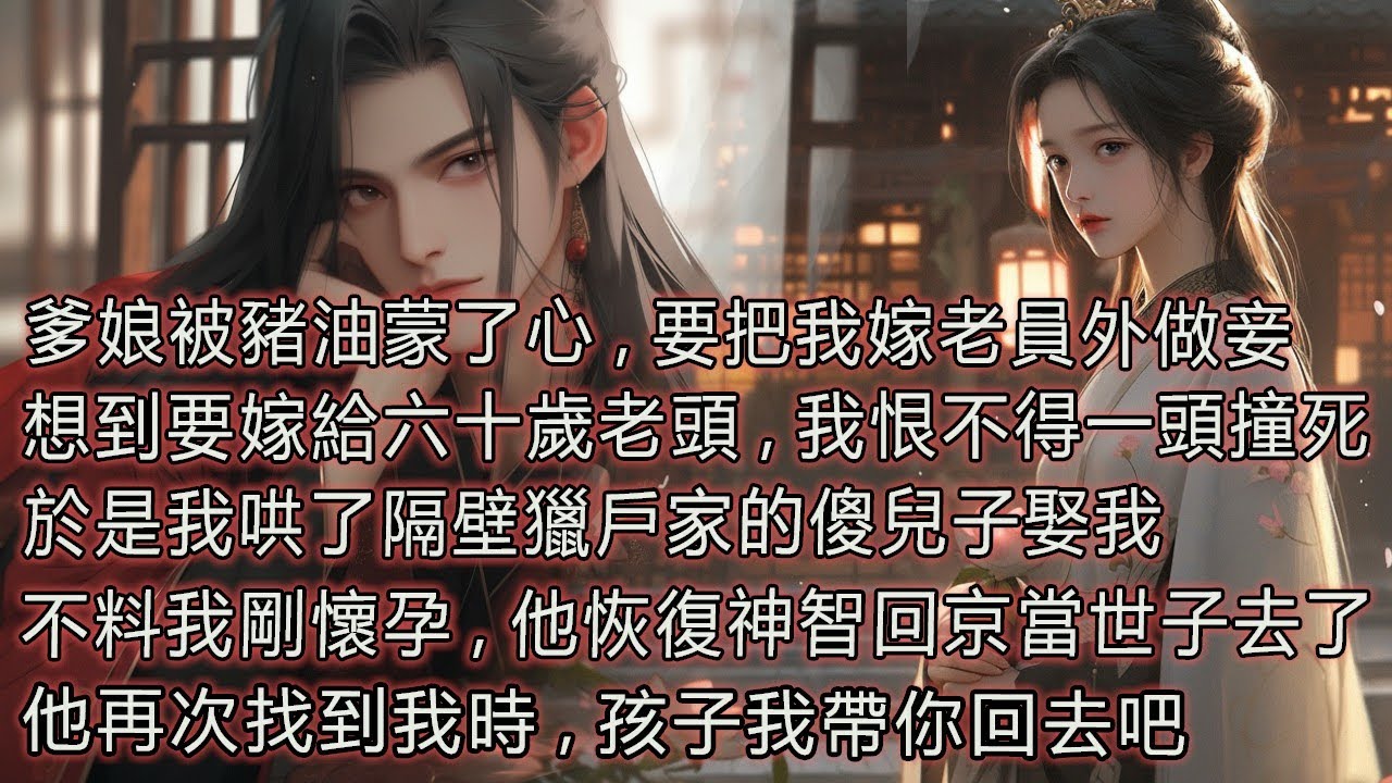 爹娘被豬油蒙了心，要把我嫁老員外做妾，想到要嫁給六十歲老頭，我恨不得一頭撞死，於是我哄了隔壁獵戶家的傻兒子娶我，不料我剛懷孕，他恢復神智回京當世子去了，他再次找到我時,孩子我帶你回去吧。