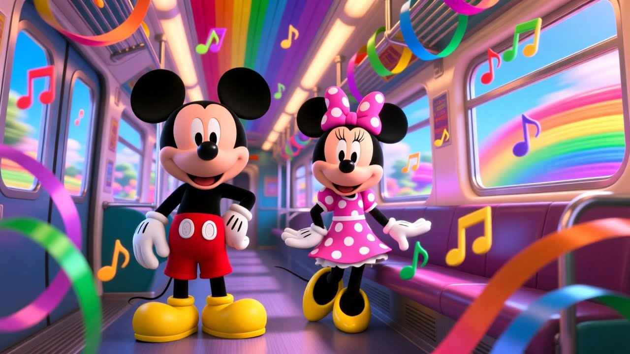 🌈🚆 Mickey Mouse Rainbow Train Adventure | Magical School Trip Story for Kids | Fun Learning Cartoon 