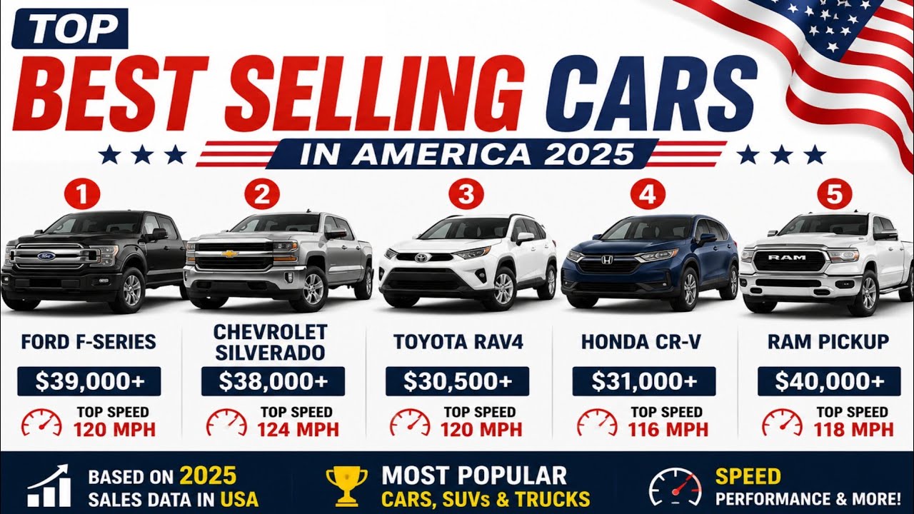 Top 20 Best-Selling Vehicles in America 2025 🇺🇸 | Most Popular Cars, SUVs & Trucks Ranked!