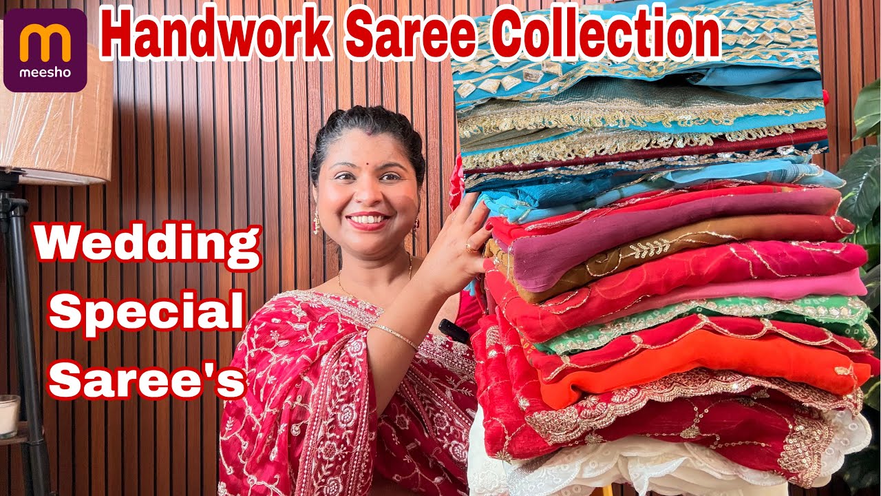 MEESHO🥰Wedding Special Handwork Saree Haul|Instagram Viral Handwork Saree collection#meesho 