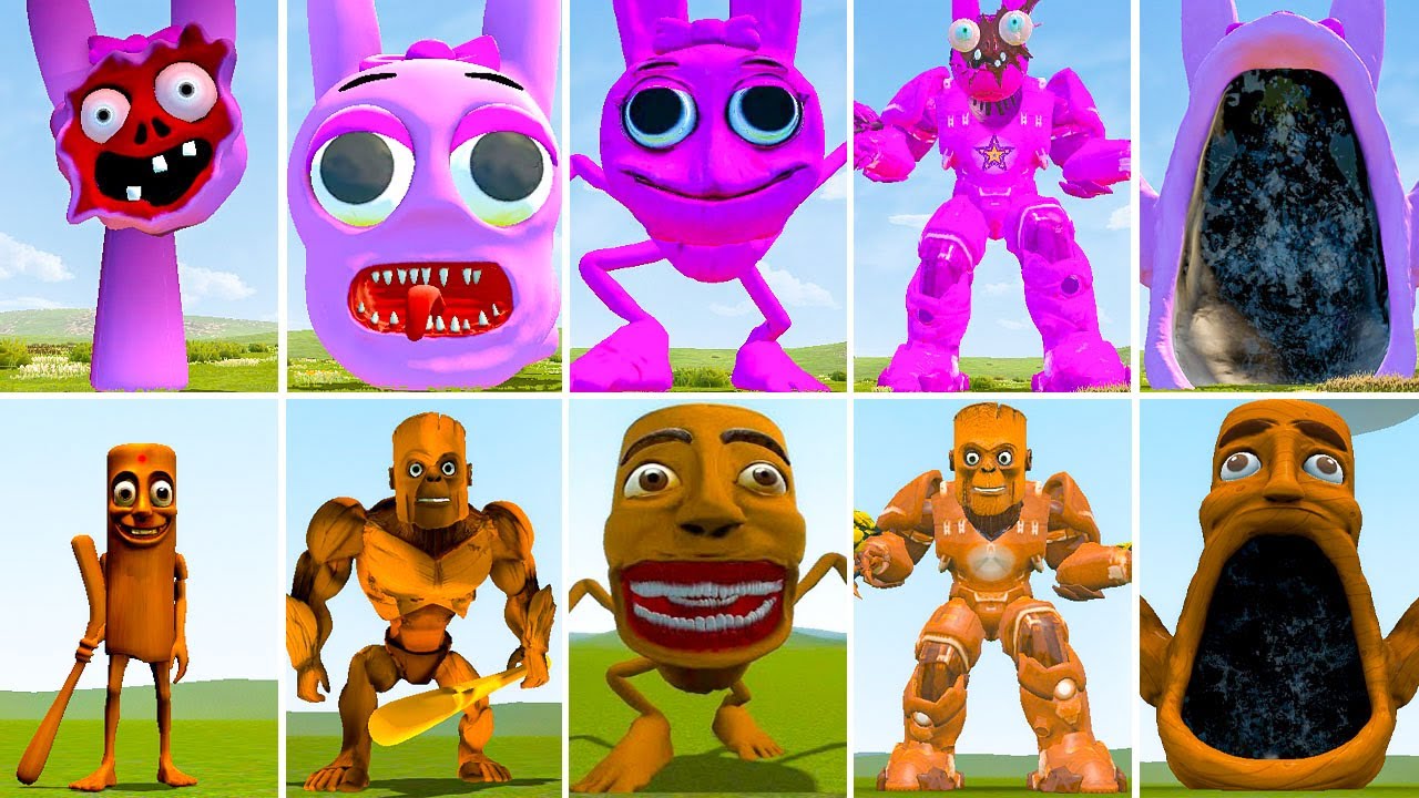 ALL NEW SPRUNKI PINK VS PINKI MONSTER TAPE VS NEW TUNGTUNG SHAHUR VS TUNGTUNG TAPES in GARRY'S MOD!!