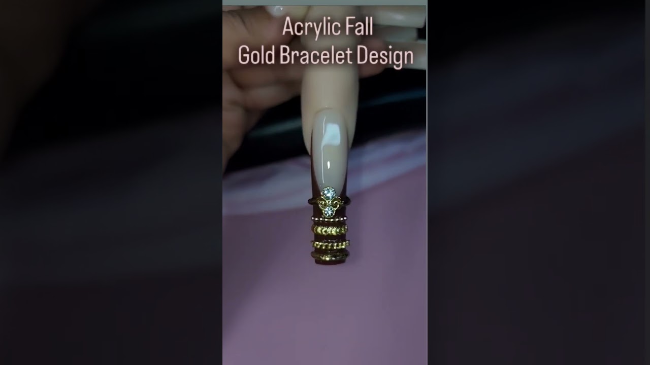 Gold Bracelet Nail Art - 3D Nail Jewelry/ Fall Inspo