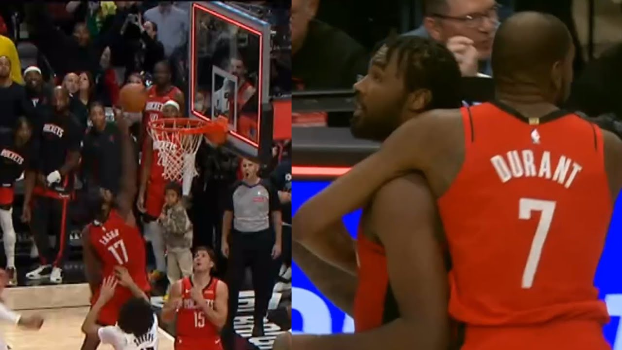 Tari Eason tip-in game winner buzzer beater off KD miss WAVED OFF vs Trail Blazers