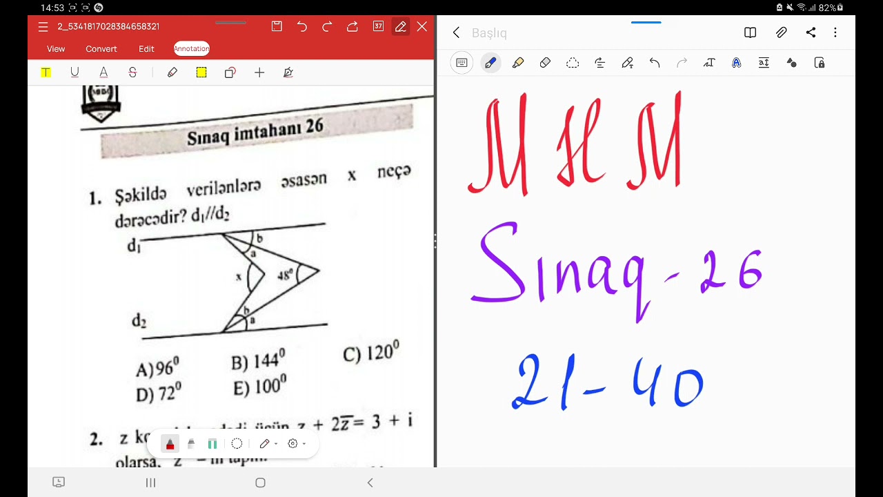 MHM Sınaq 26 Sual 21-40