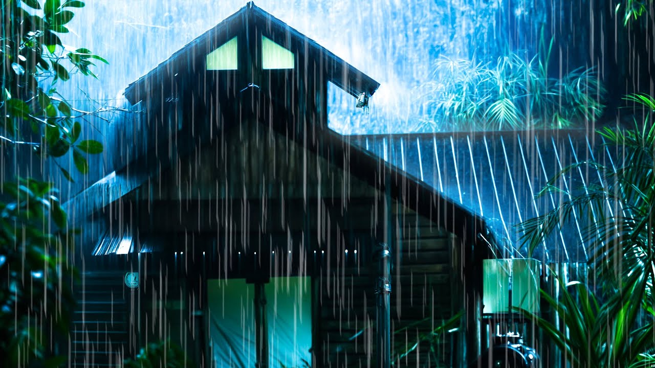 Dark Thunderstorm & Heavy Rain on Tin Roof 🌧️ Deep Sleep ASMR for Anxiety Relief